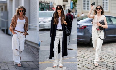 7 pomysłów na połączenie białych jeansów i klapków w letnich stylizacjach