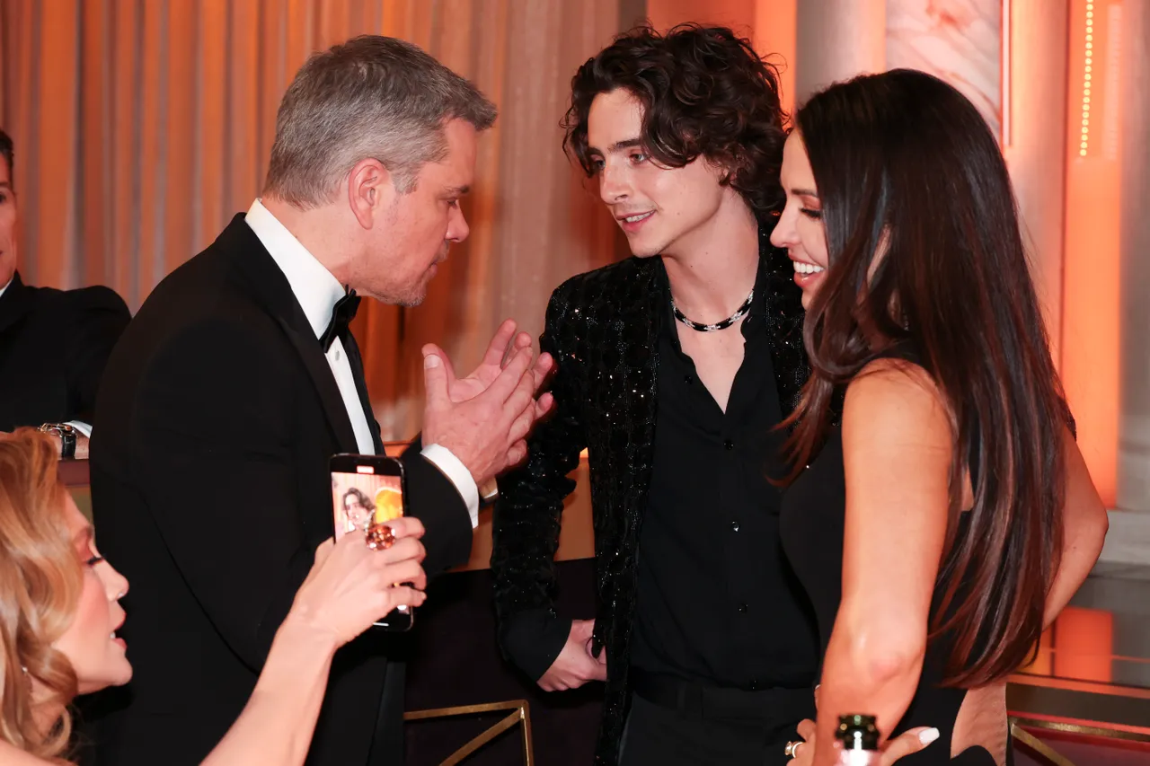 Matt Damon, Timothee Chalamet i Luciana Damon