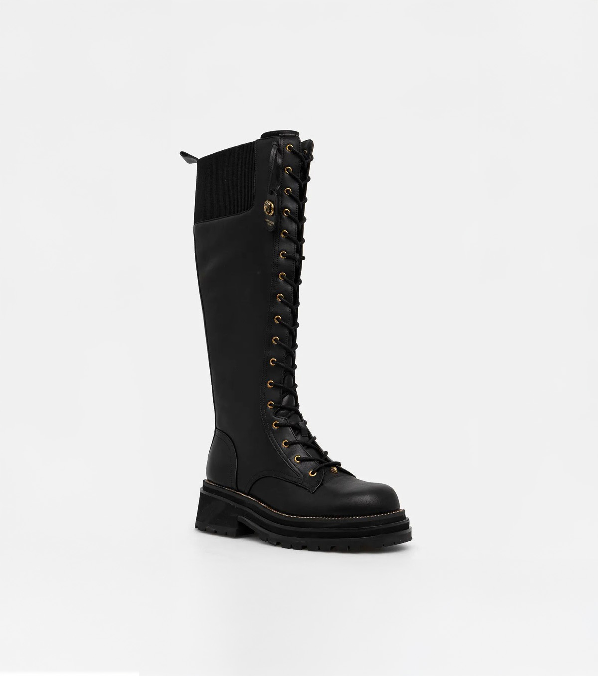 Kozaki damskie czarne skórzane Kurt Geiger London Chelsea Combat Knee Boot na Answear.com.