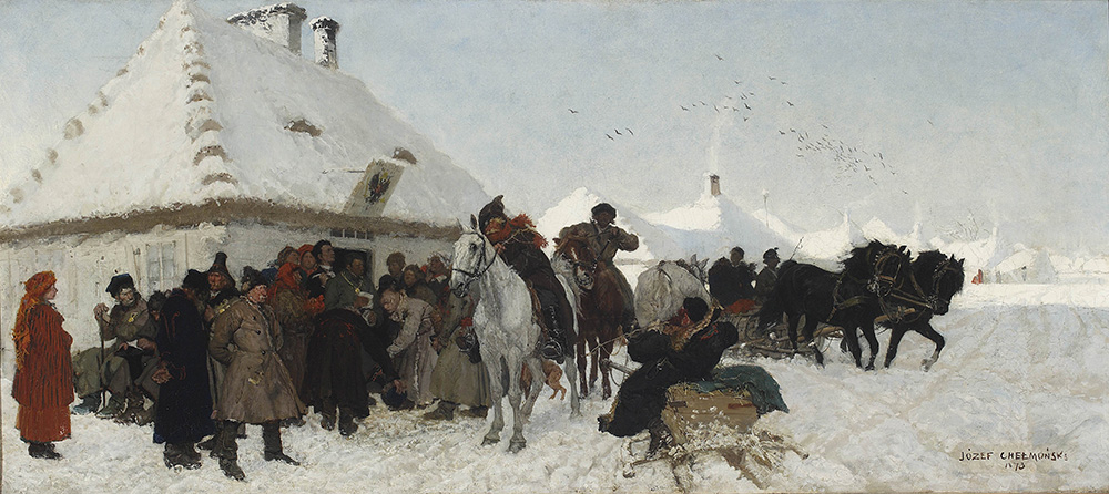 Józef Chełmoński, Sprawa u wójta, 1873 (Muzeum Narodowe w Warszawie)