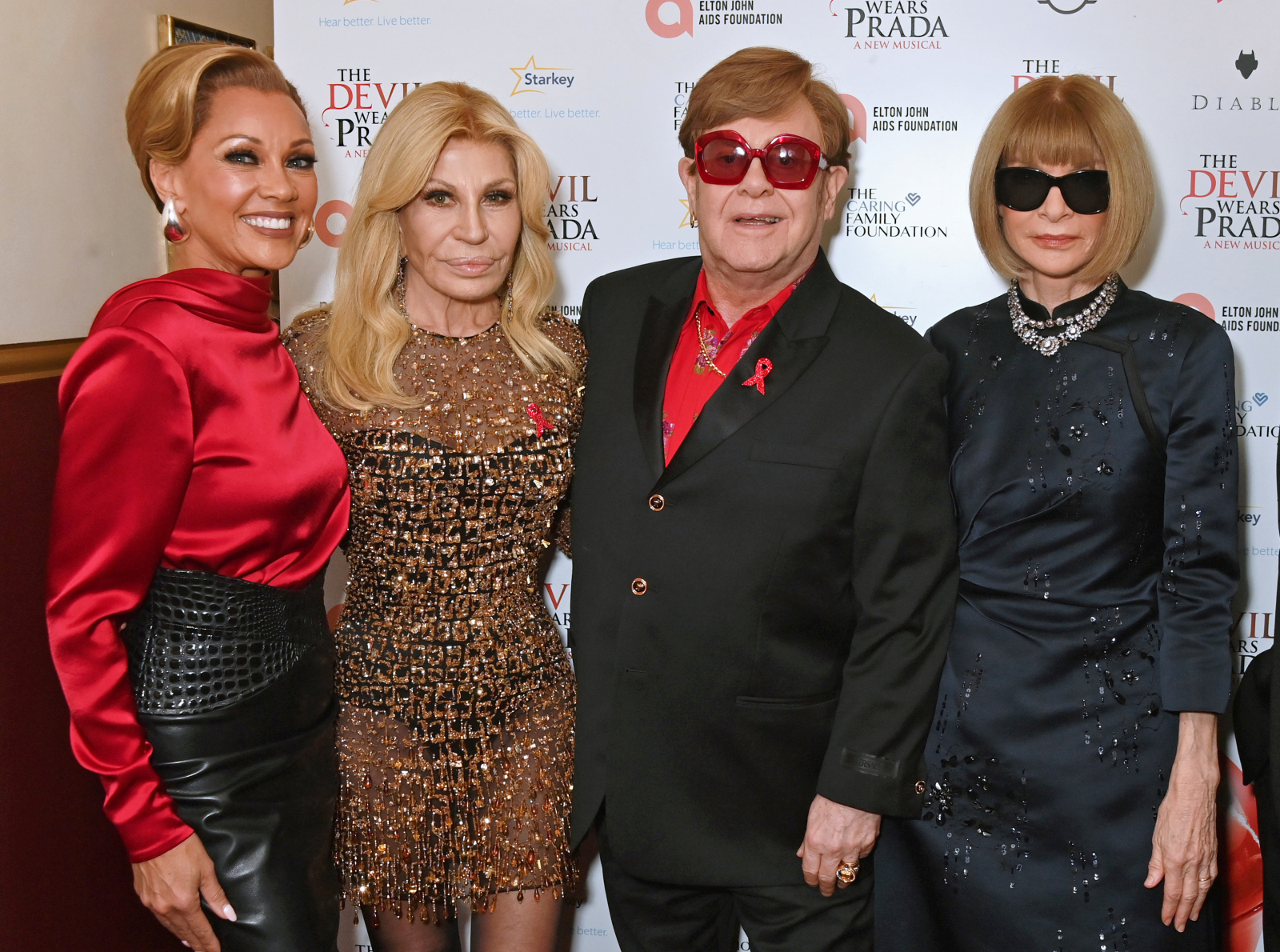 Vanessa Williams, Donatella Versace, Sir Elton John, Anna Wintour(Fot. Dave Benett/Getty Images for The Devil Wears Prada Musical)