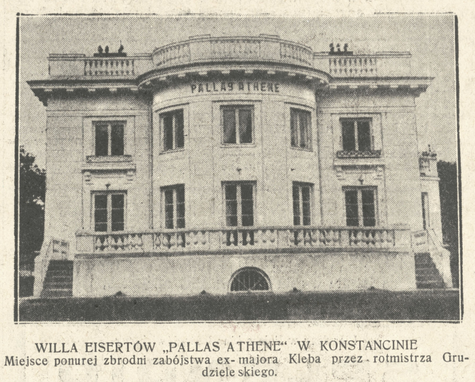 Klasycystyczna „Pallas Athene”, willa projektu Mariana Lalewicza, wzniesiona (według różnych źródeł w roku 1905, 1906 lub 1909) w Konstancinie przy ul. Piasta 32 dla Leona Raczkowskiego. W 1912 roku sprzedana Eisertom, po 1979 roku przebudowana przez słynnego specjalistę od pałaców, Andrzeja Grzybowskiego (Fot. Express Poranny) 