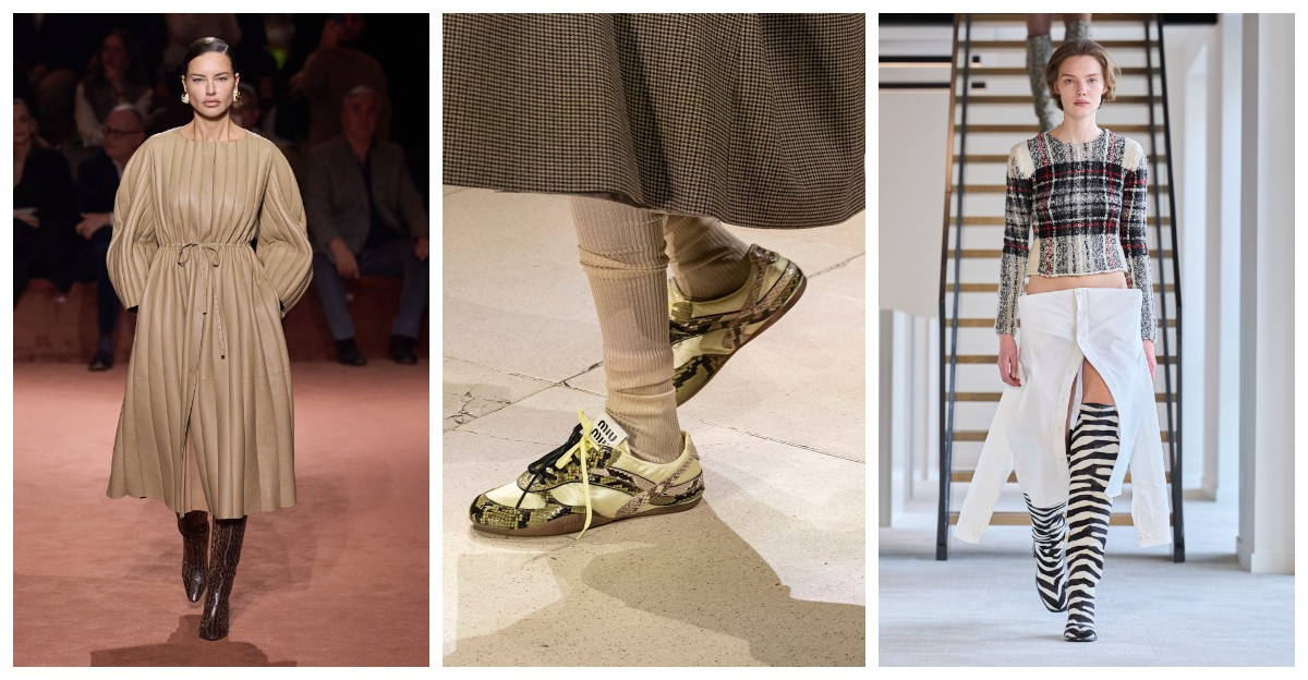 Buty w zwierzęcy print w kolekcjach Fendi, Miu Miu i Duran Lantink (Fot. Spotlight. Launchmetrics )