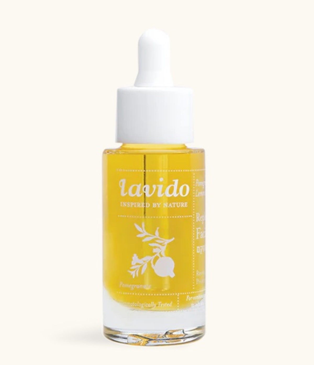 Serum nawilżające Lavido Replenishing Facial Serum w żółtej butelce z białą zakrętką.