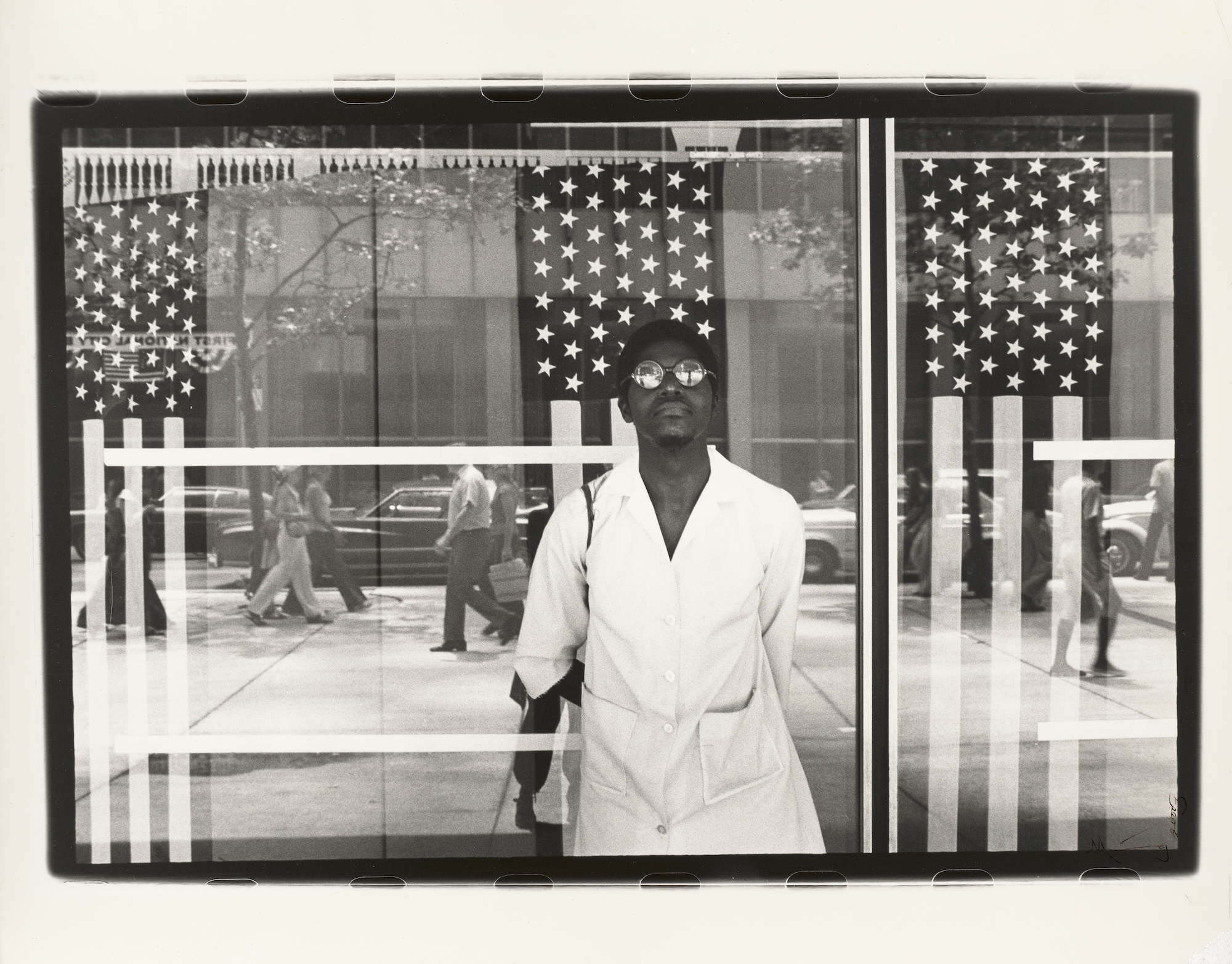 Ming Smith, America Seen Through Stars and Stripes, New York City, 1976 (Virginia Museum of Fine Arts, Richmond, VA, Adolph D. and Wiliams C. Williams Fund)