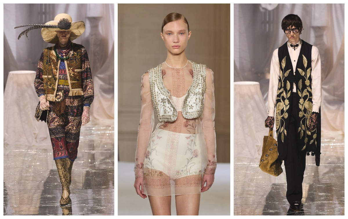 Bogato zdobione sukienki boho z kolekcji Valentino i Giambattista Valli / (Fot. Spotlight. Launchmetrics )