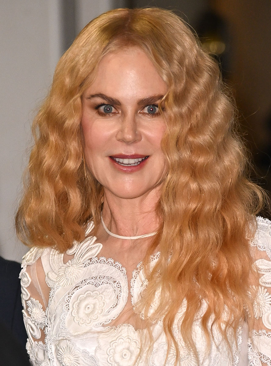 Nicole Kidman na premierze filmu „Zaklęci Netflixa w retro falach w stylu lat 70. (Fot. James Devaney/GC Images via Getty Images)