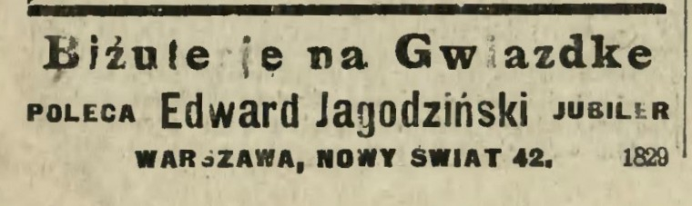 Reklama sklepu Jagodzińskiego, Kurjer Warszawski