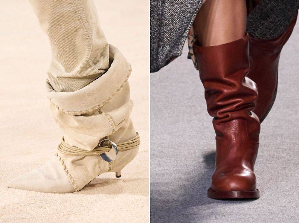 Botki na jesień. Jakie modele są lubiane? Slouchy boots. A na jaki rodzaj obcasa się zdecydować? Na kaczuszki (Fot. Spotlight. Launchmetrics)